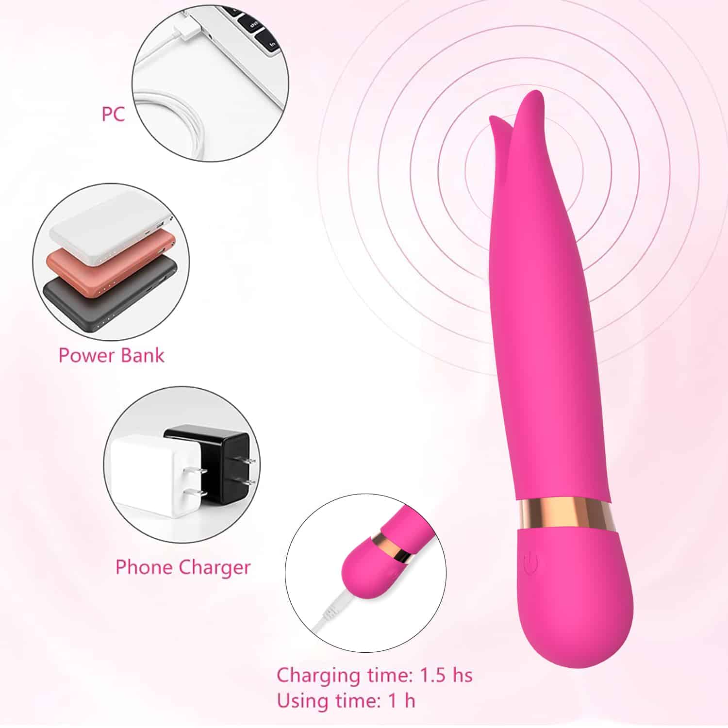 Golfinho Vibrador Mini Bastão com Ponta Dupla Recarregavel.jpg1