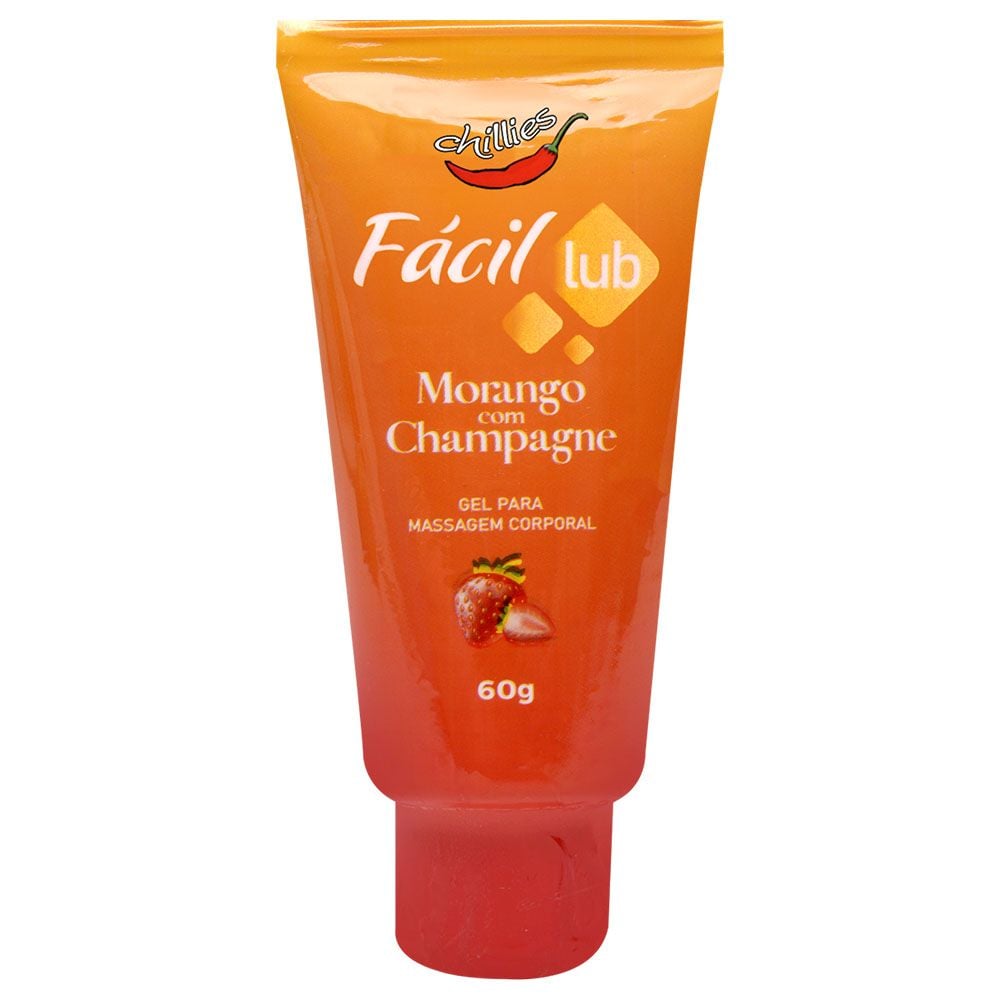 Fácil Lub Aromático Gel Corporal 60G Chillies Morango Com Champagne