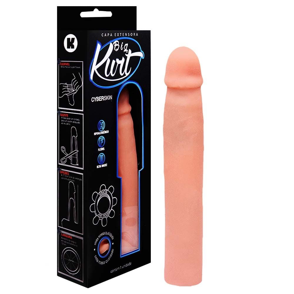 Capa Peniana Cyber - Big Kurt - Aumenta 4cm - Kgel - Cor Bege (9)
