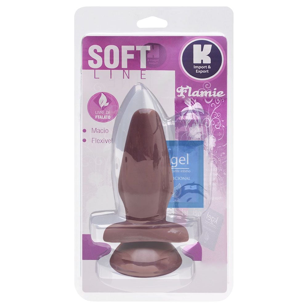 Plug Anal Maciço Com Ventosa - 13,5cm - Kgel - Cor Chocolate (1)