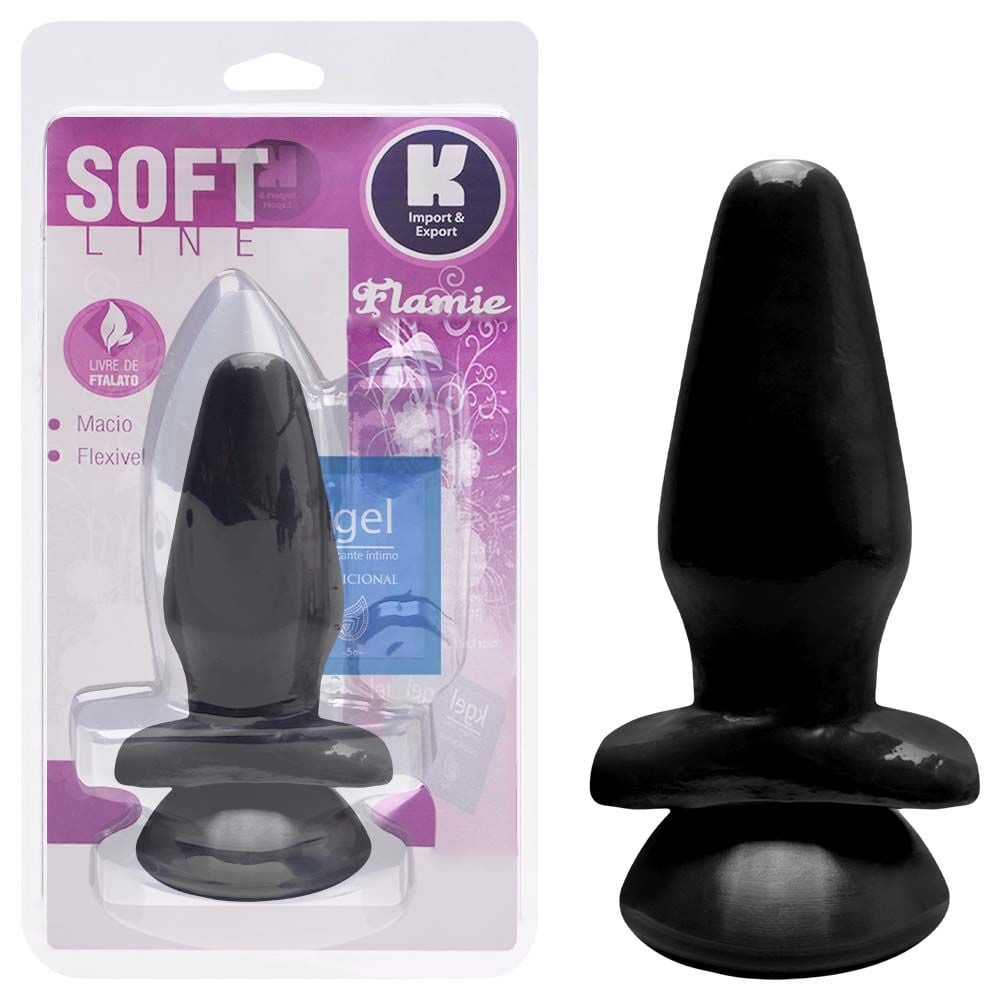 Plug Anal Maciço Com Ventosa - 13,5cm - Kgel - Cor Preto (3)