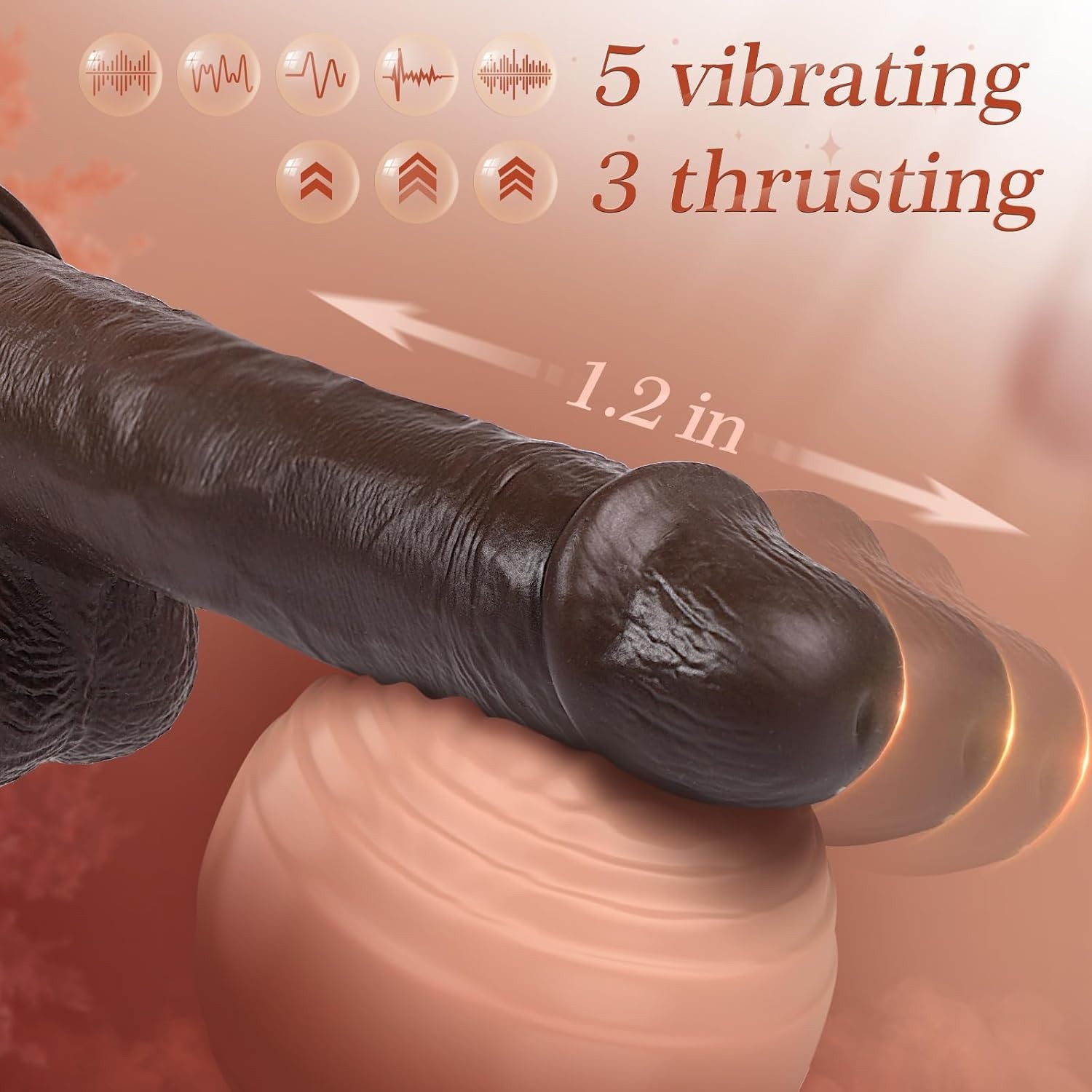 Dildo Penis Rotativo com Vibro e Aquecedor MARROM (3)