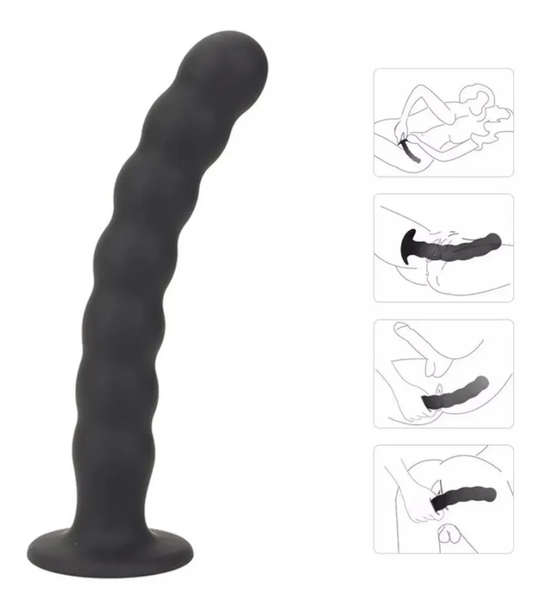 Plug Anal 7 Contas com Ventosa 17 x 2,5 cm PRETO (1)