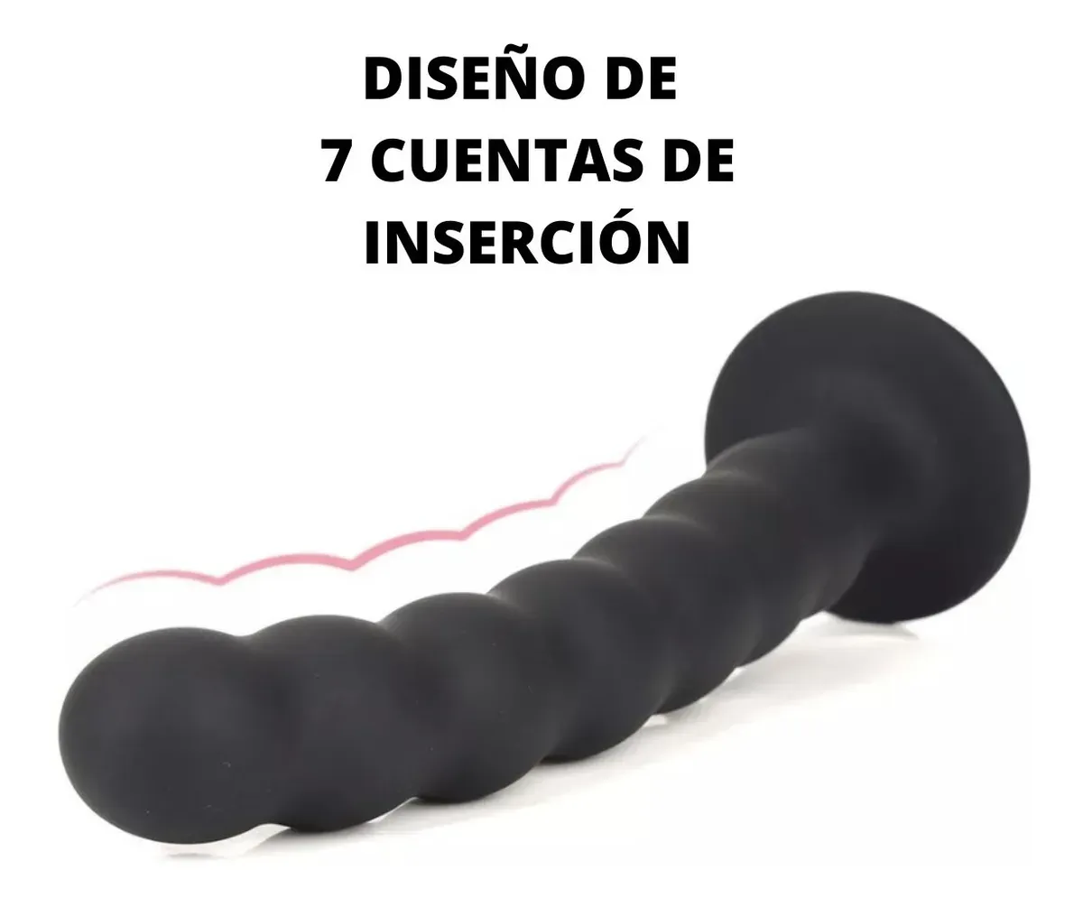 Plug Anal 7 Contas com Ventosa 17 x 2,5 cm PRETO (4)