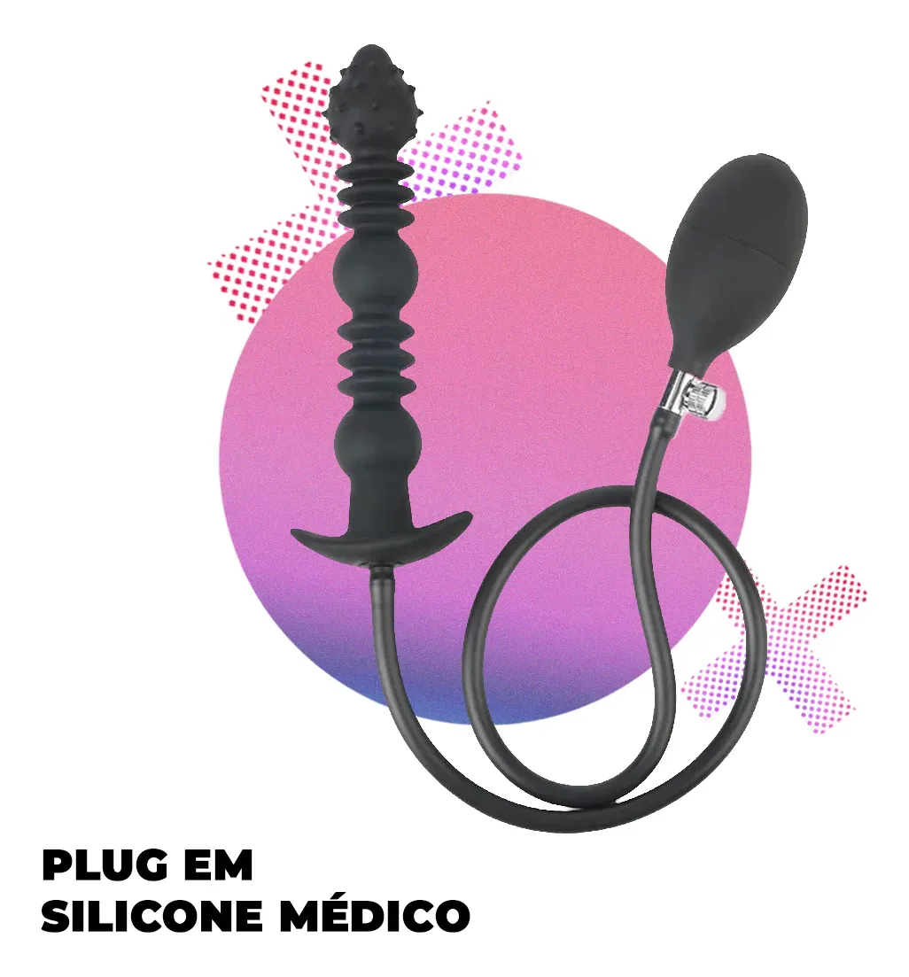 Plug Anal Inflável Dilatador Gigante Gomo PRETO (1)