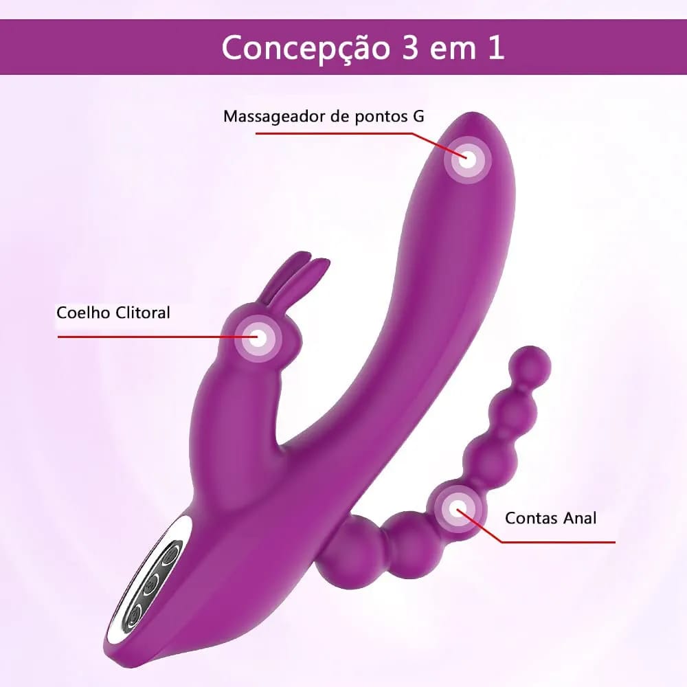 Vibrador Coelho 3 em 1 Recarregavel ROSA (1)