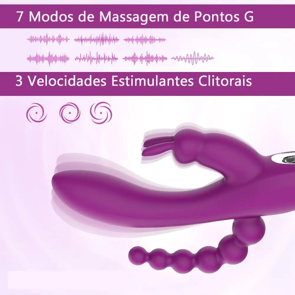 Vibrador Coelho 3 em 1 Recarregavel ROSA (3)