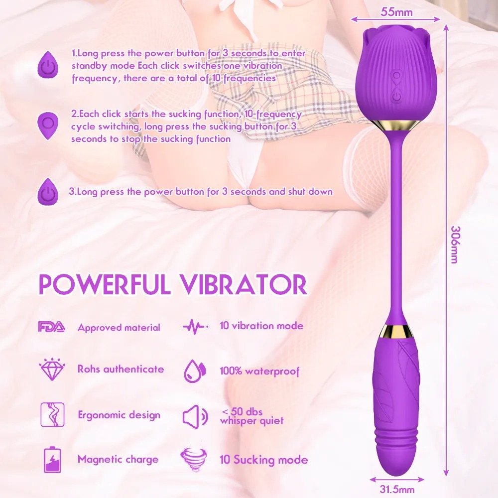 Vibrador Duplo com 10 Modos de Vibração, Pulsação e Vai e Vem Vip Mix (4)