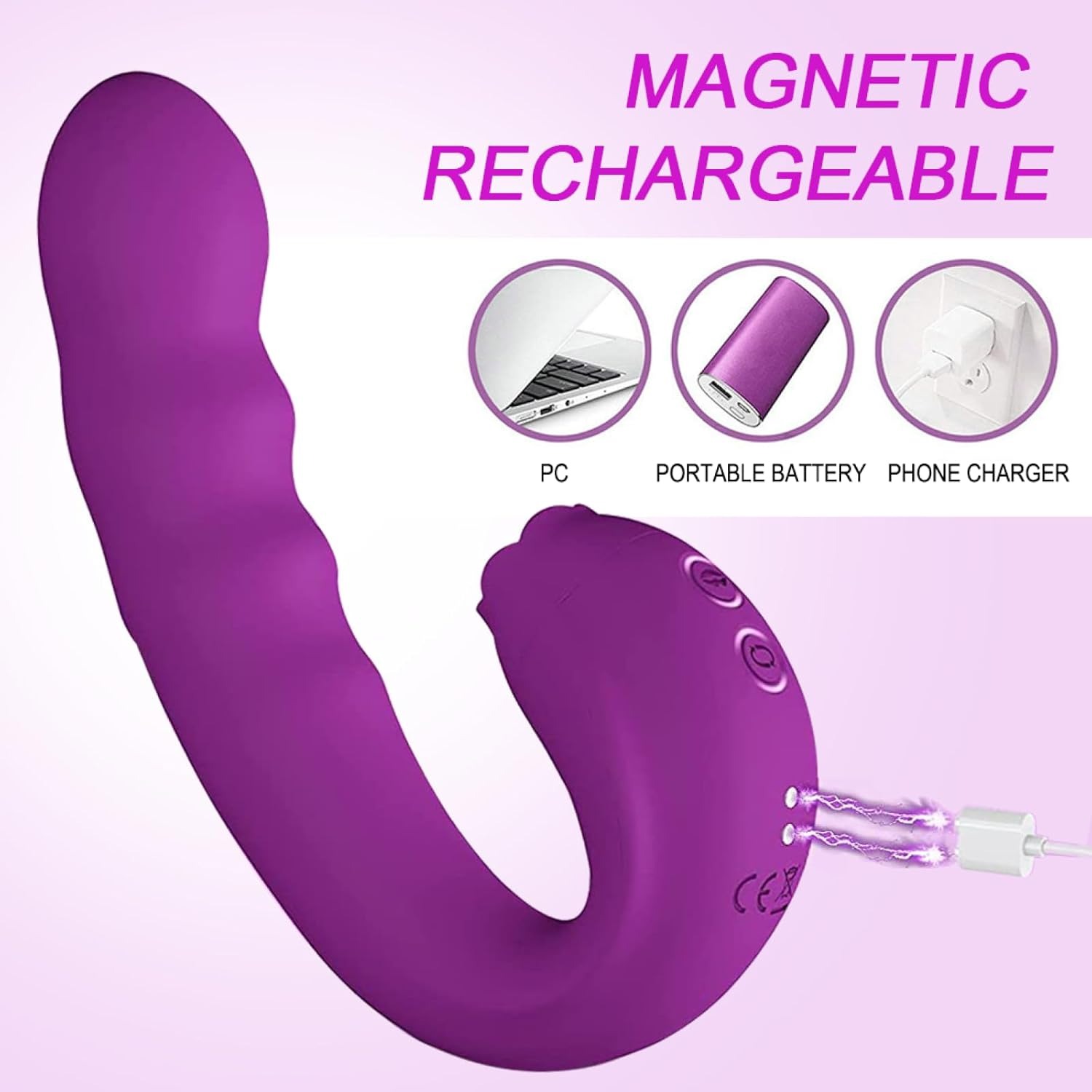 Vibrador Giratório Recarregavel 2 em 1 com Estimulador Lingua de Clitoris (1)