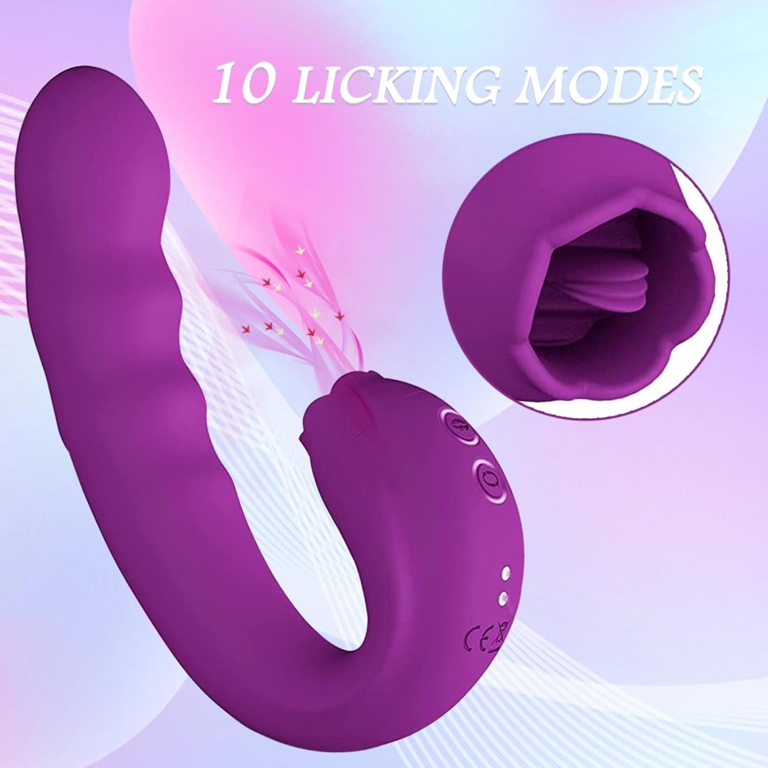 Vibrador Giratório Recarregavel 2 em 1 com Estimulador Lingua de Clitoris (4)