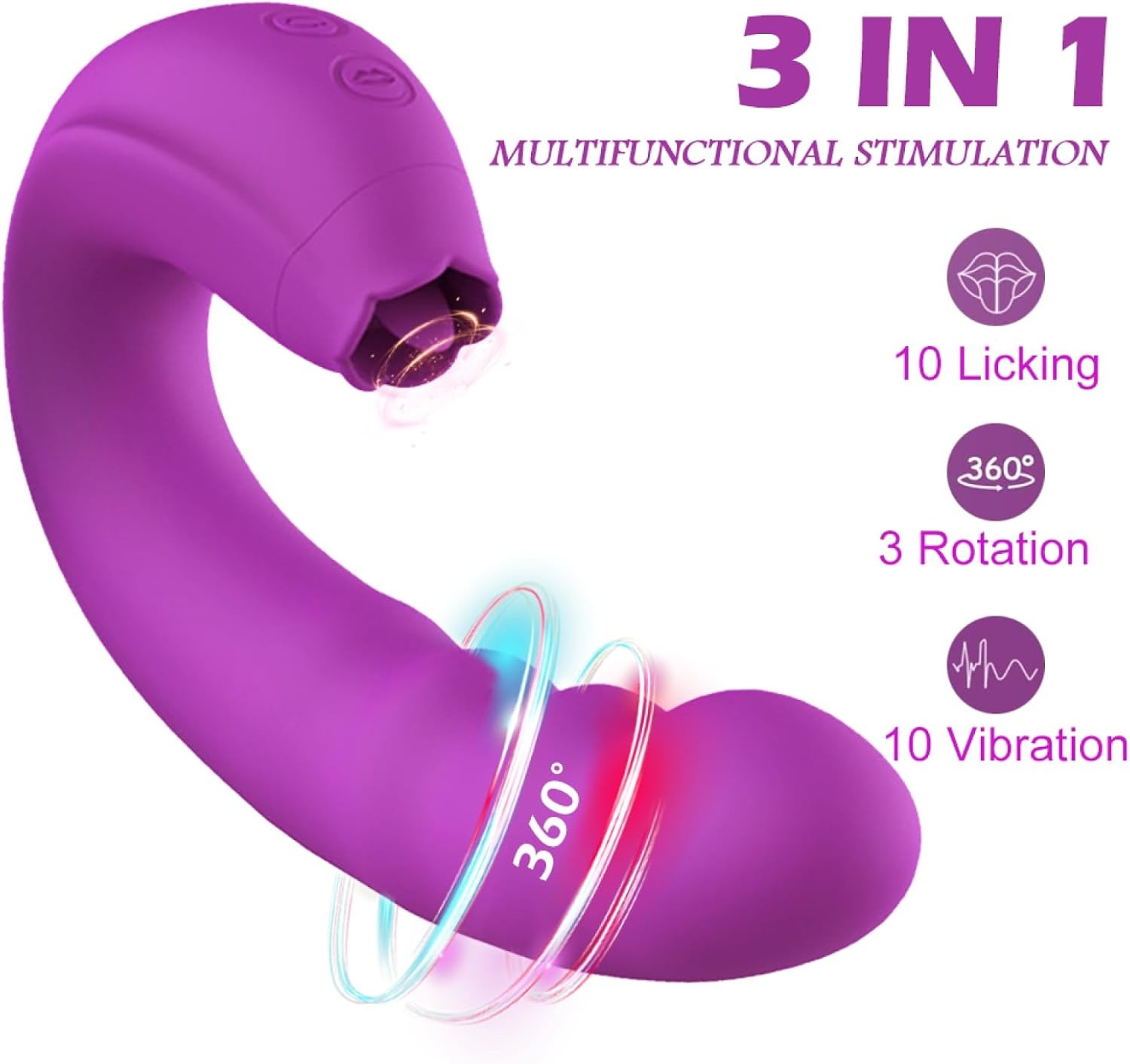 Vibrador Giratório Recarregavel 2 em 1 com Estimulador Lingua de Clitoris (5)
