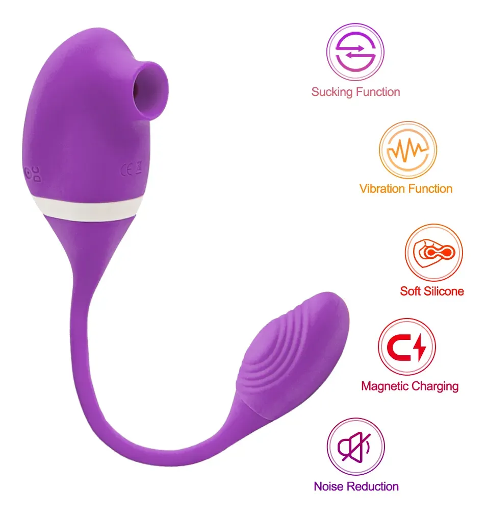 Vibrador Recarregavel com Sugador de Clitoris ROXO (6)