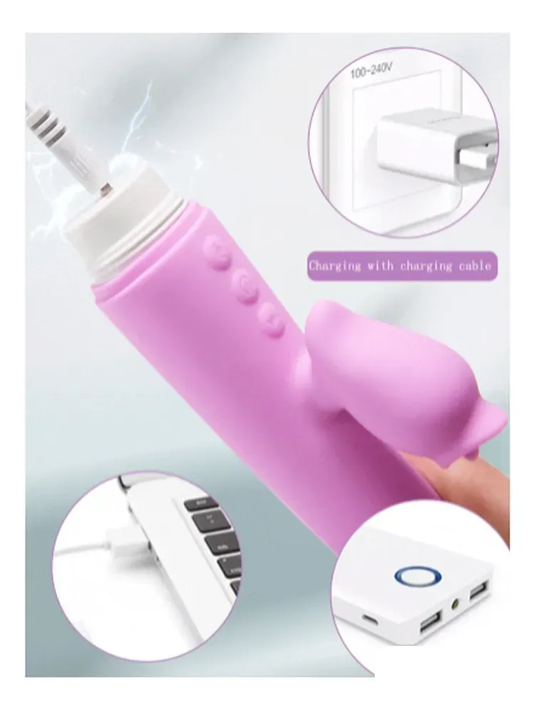 Vibrador Vai E Vem Com Massageador De Clitoris Lingua e Aquecedor (4)