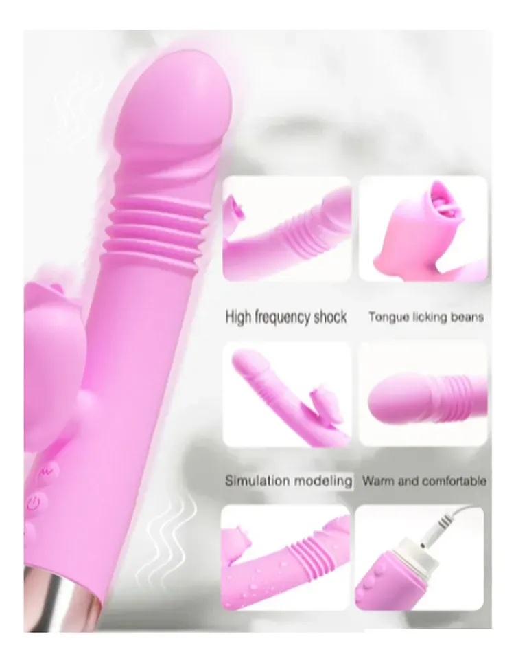Vibrador Vai E Vem Com Massageador De Clitoris Lingua e Aquecedor (5)
