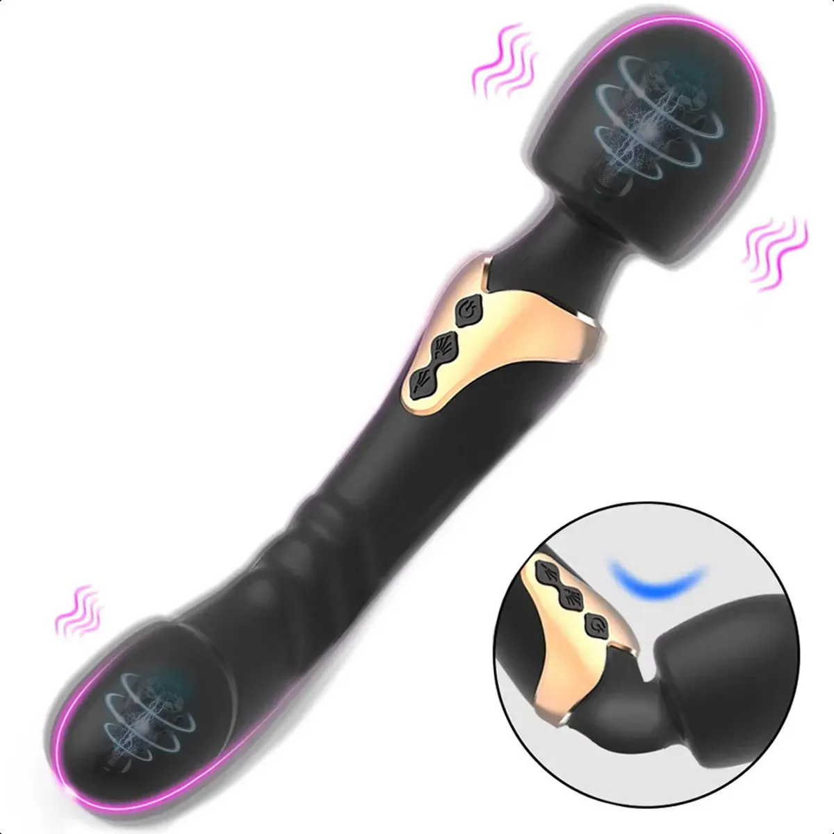 Vibrador Varinha Mágica Recarregável Ponta Dupla 10 Niveis (4)