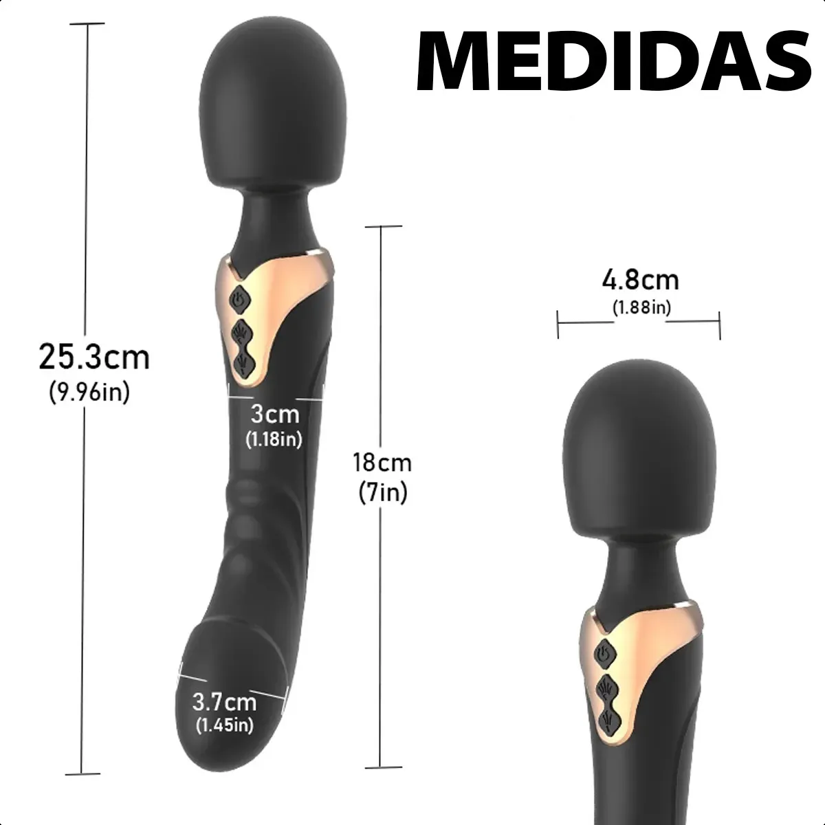 Vibrador Varinha Mágica Recarregável Ponta Dupla 10 Niveis (5)
