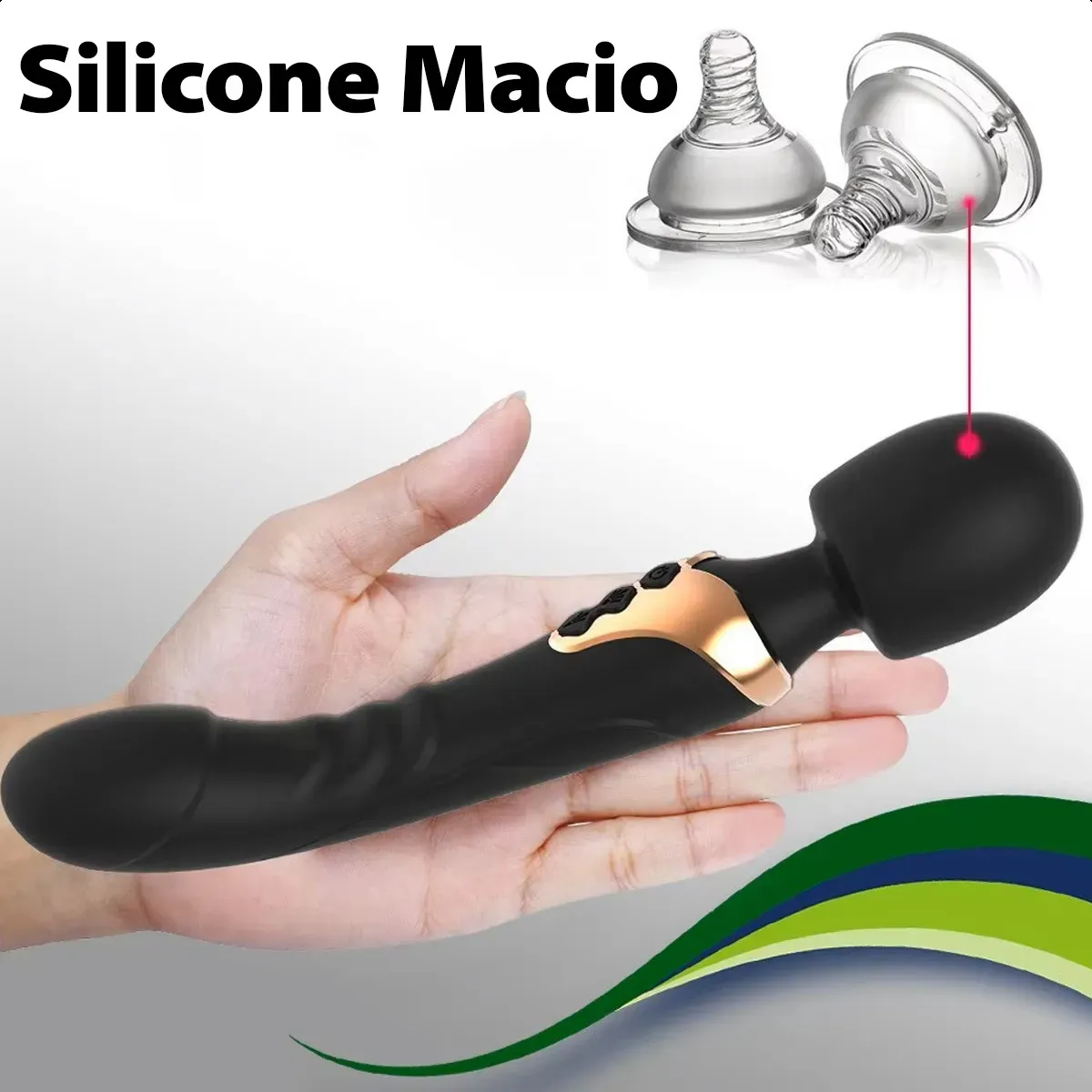 Vibrador Varinha Mágica Recarregável Ponta Dupla 10 Niveis (6)