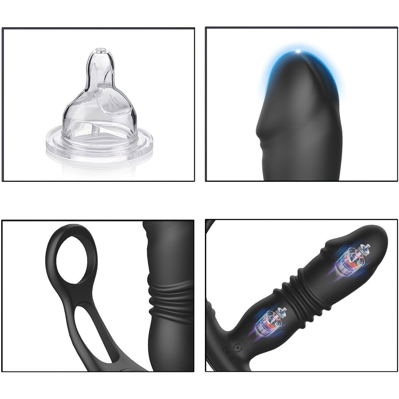 Vibrador prostático com 12 funções, Vai e Vem PRETO (2)