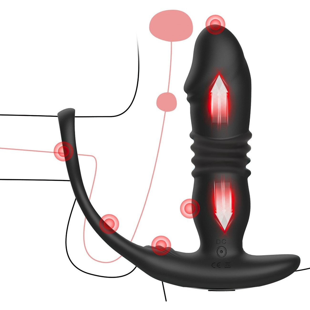 Vibrador prostático com 12 funções, Vai e Vem PRETO (4)