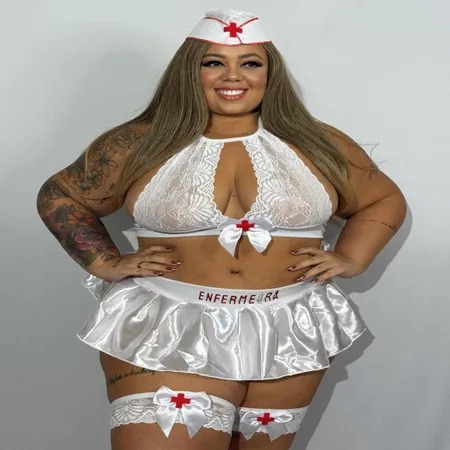 Fantasia Sexy Luxo Enfermeira Estampada Plus Size (2)