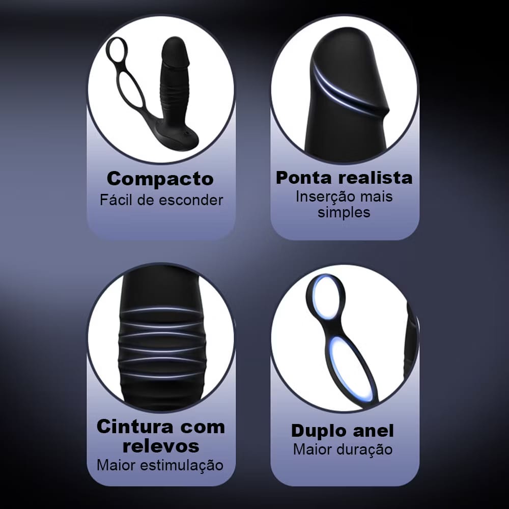 Anel peniano Vibratorio com plug anal controle aplicativo (6)